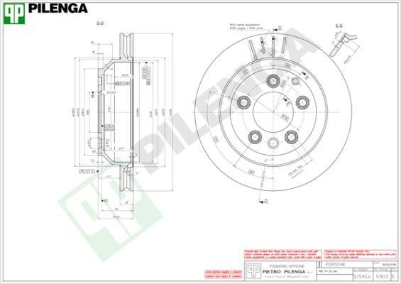 Pilenga V903 Диск гальмівний задній вентильований V903: Купити в Україні - Добра ціна на EXIST.UA!