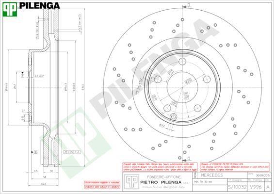 Pilenga V996 Диск гальмівний передній вентильований V996: Купити в Україні - Добра ціна на EXIST.UA!
