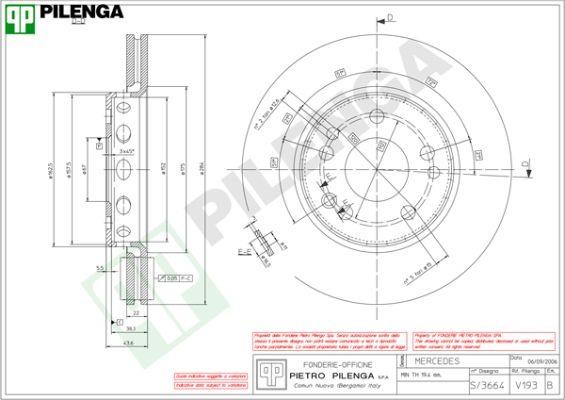 Pilenga V193 Диск гальмівний передній вентильований V193: Купити в Україні - Добра ціна на EXIST.UA!