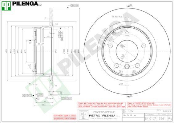 Pilenga 5561 Диск гальмівний задній невентильований 5561: Купити в Україні - Добра ціна на EXIST.UA!