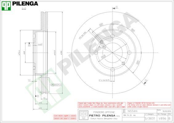 Pilenga V896 Диск гальмівний передній вентильований V896: Купити в Україні - Добра ціна на EXIST.UA!