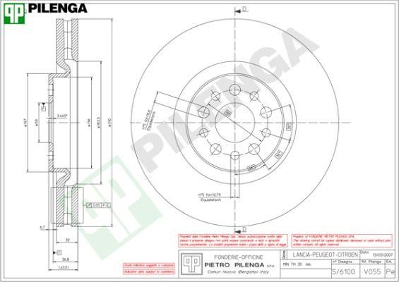 Pilenga V055 Диск гальмівний передній вентильований V055: Купити в Україні - Добра ціна на EXIST.UA!