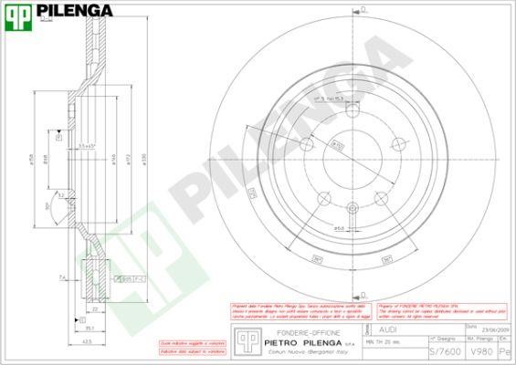 Pilenga V980 Диск гальмівний задній вентильований V980: Купити в Україні - Добра ціна на EXIST.UA!