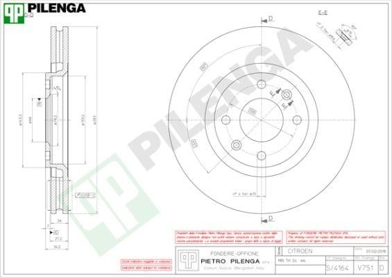 Pilenga V751 Диск гальмівний передній вентильований V751: Купити в Україні - Добра ціна на EXIST.UA!
