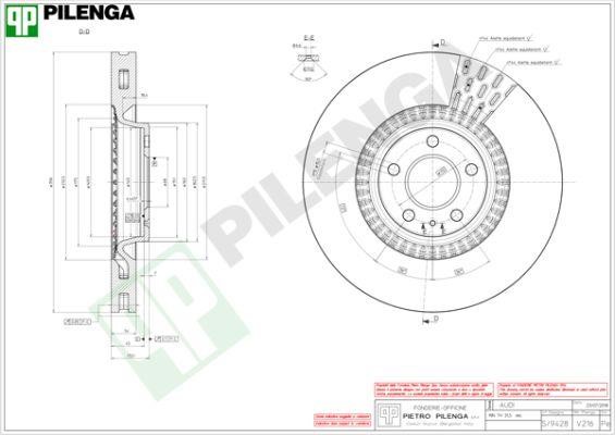 Pilenga V216 Диск гальмівний передній вентильований V216: Купити в Україні - Добра ціна на EXIST.UA!