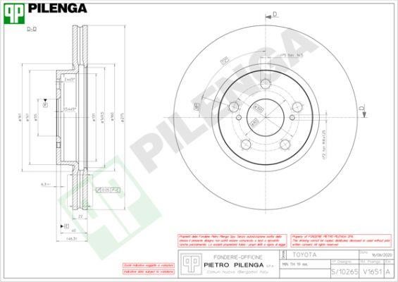 Pilenga V1651 Диск гальмівний передній вентильований V1651: Купити в Україні - Добра ціна на EXIST.UA!