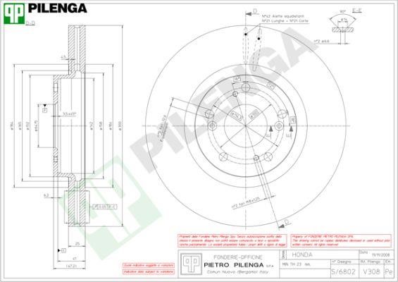 Pilenga V308 Диск гальмівний передній вентильований V308: Купити в Україні - Добра ціна на EXIST.UA!