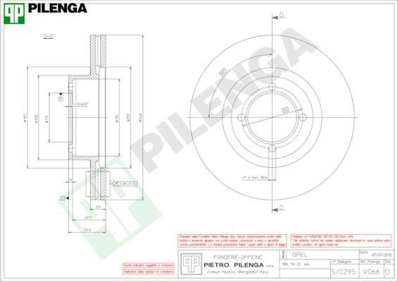 Pilenga V066 Диск гальмівний передній вентильований V066: Купити в Україні - Добра ціна на EXIST.UA!