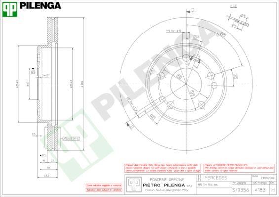 Pilenga V183 Диск гальмівний передній вентильований V183: Приваблива ціна - Купити в Україні на EXIST.UA!