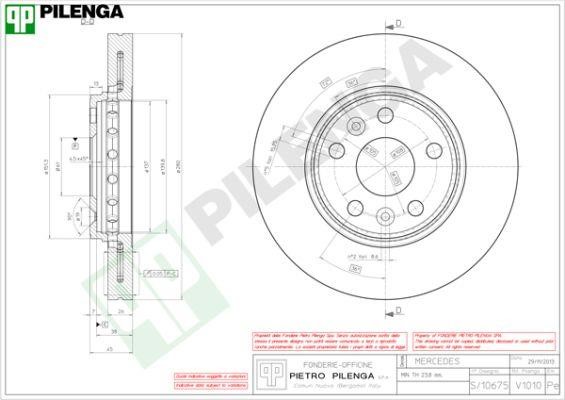 Pilenga V1010 Диск гальмівний передній вентильований V1010: Купити в Україні - Добра ціна на EXIST.UA!