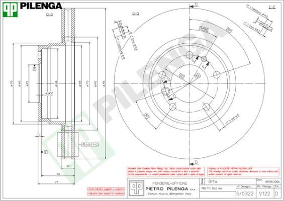 Pilenga V122 Диск гальмівний передній вентильований V122: Купити в Україні - Добра ціна на EXIST.UA!