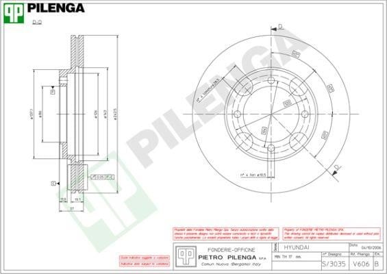 Pilenga V606 Диск гальмівний передній вентильований V606: Купити в Україні - Добра ціна на EXIST.UA!