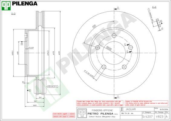 Pilenga V823 Диск гальмівний передній вентильований V823: Купити в Україні - Добра ціна на EXIST.UA!