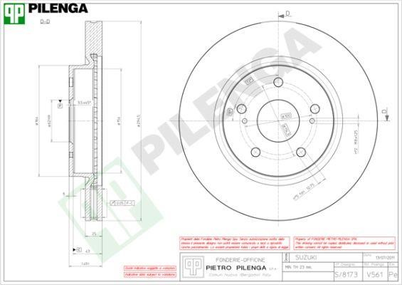 Pilenga V561 Диск гальмівний передній вентильований V561: Купити в Україні - Добра ціна на EXIST.UA!