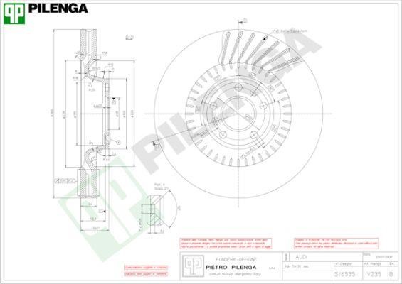 Pilenga V235 Диск гальмівний передній вентильований V235: Купити в Україні - Добра ціна на EXIST.UA!