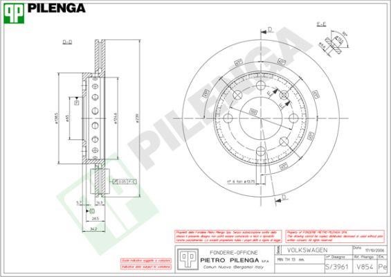 Pilenga V854 Диск гальмівний передній вентильований V854: Купити в Україні - Добра ціна на EXIST.UA!