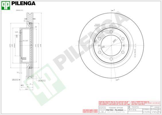 Pilenga V1654 Диск гальмівний передній вентильований V1654: Купити в Україні - Добра ціна на EXIST.UA!