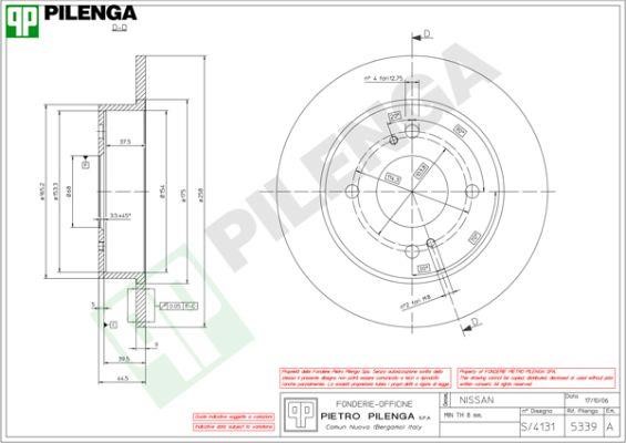 Pilenga 5339 Диск гальмівний задній невентильований 5339: Купити в Україні - Добра ціна на EXIST.UA!