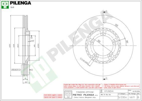 Pilenga V611 Диск гальмівний передній вентильований V611: Купити в Україні - Добра ціна на EXIST.UA!