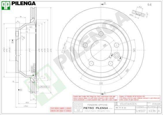 Pilenga V236 Диск гальмівний задній вентильований V236: Приваблива ціна - Купити в Україні на EXIST.UA!