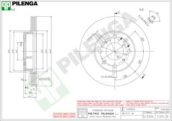 Pilenga V305 Диск гальмівний передній вентильований V305: Купити в Україні - Добра ціна на EXIST.UA!