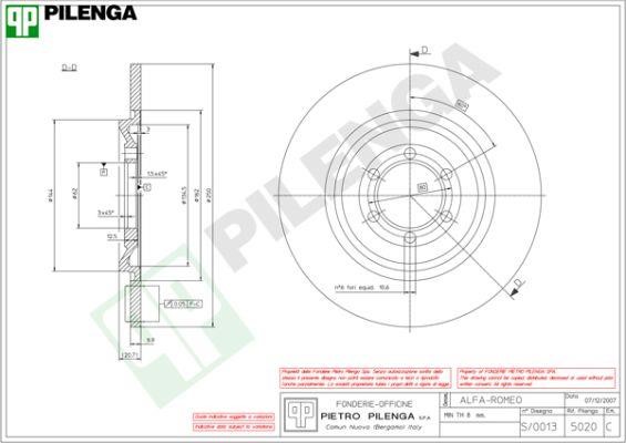 Pilenga 5020 Диск гальмівний задній невентильований 5020: Купити в Україні - Добра ціна на EXIST.UA!