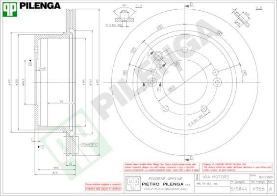Pilenga V966 Диск гальмівний задній вентильований V966: Купити в Україні - Добра ціна на EXIST.UA!