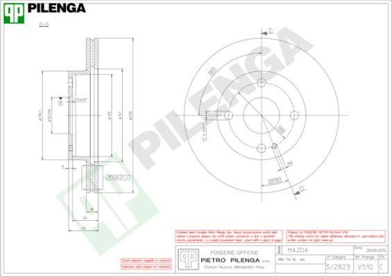 Pilenga V510 Диск гальмівний передній вентильований V510: Купити в Україні - Добра ціна на EXIST.UA!