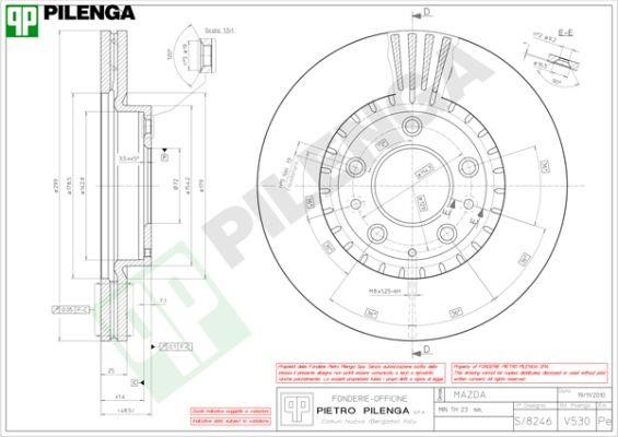 Pilenga V530 Диск гальмівний передній вентильований V530: Купити в Україні - Добра ціна на EXIST.UA!