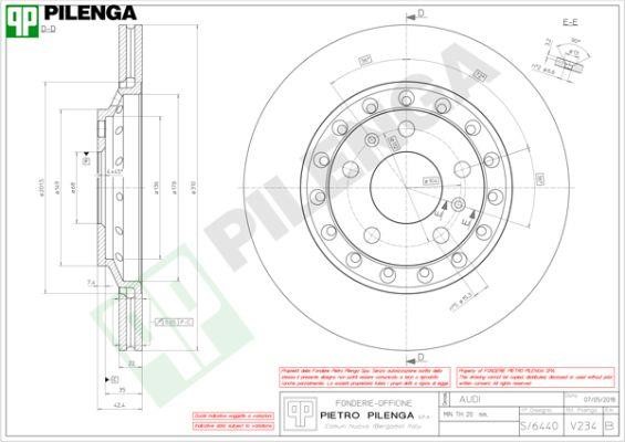 Pilenga V234 Диск гальмівний задній вентильований V234: Купити в Україні - Добра ціна на EXIST.UA!