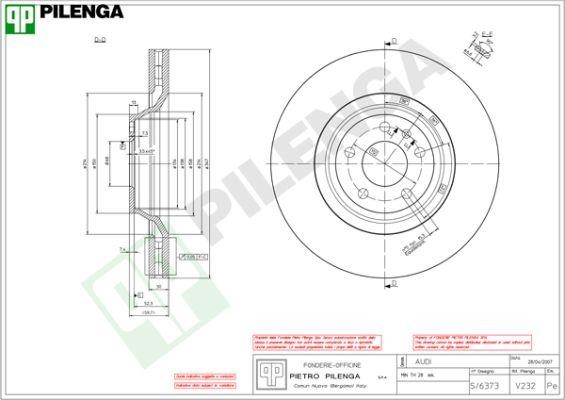 Pilenga V232 Диск гальмівний передній вентильований V232: Купити в Україні - Добра ціна на EXIST.UA!