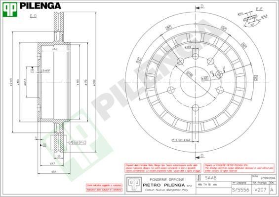 Pilenga V207 Диск гальмівний задній вентильований V207: Купити в Україні - Добра ціна на EXIST.UA!