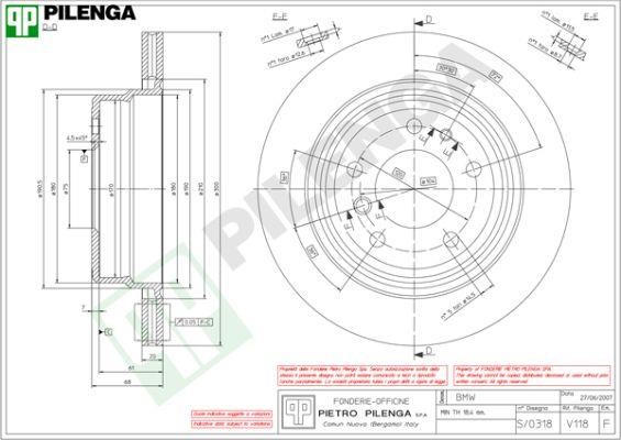 Pilenga V118 Диск гальмівний задній вентильований V118: Купити в Україні - Добра ціна на EXIST.UA!