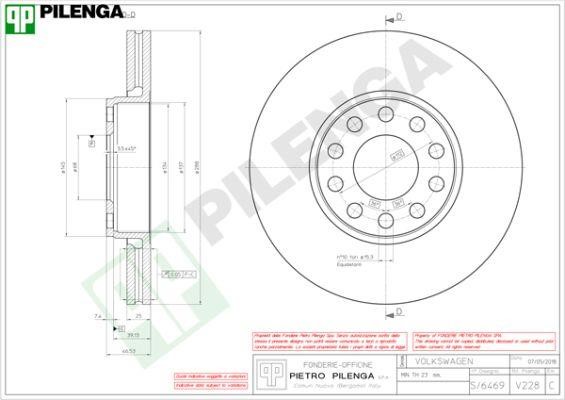 Pilenga V228 Диск гальмівний передній вентильований V228: Купити в Україні - Добра ціна на EXIST.UA!