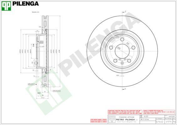Pilenga V1711 Диск гальмівний передній вентильований V1711: Купити в Україні - Добра ціна на EXIST.UA!