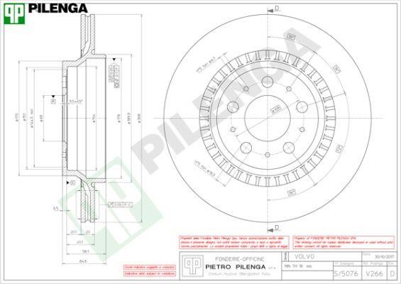 Pilenga V266 Диск гальмівний задній вентильований V266: Купити в Україні - Добра ціна на EXIST.UA!