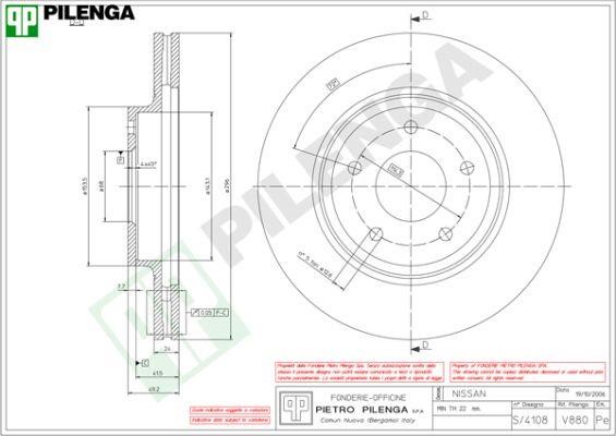 Pilenga V880 Диск гальмівний передній вентильований V880: Купити в Україні - Добра ціна на EXIST.UA!