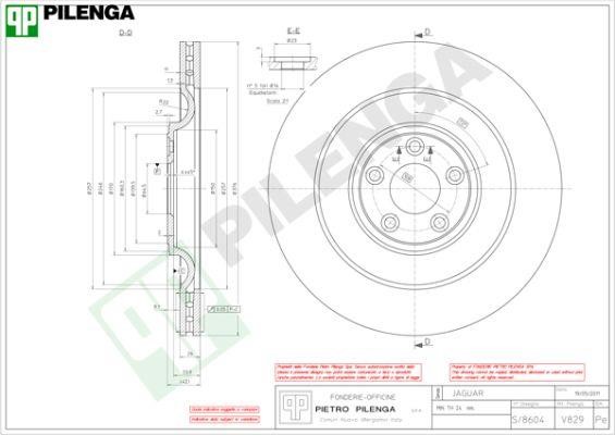 Pilenga V829 Диск гальмівний задній вентильований V829: Купити в Україні - Добра ціна на EXIST.UA!