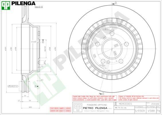 Pilenga V588 Диск гальмівний задній вентильований V588: Купити в Україні - Добра ціна на EXIST.UA!