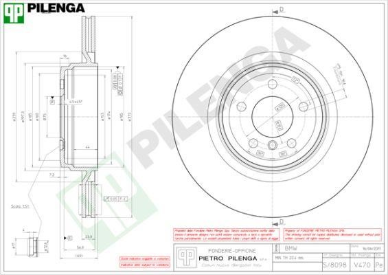 Pilenga V470 Диск гальмівний задній вентильований V470: Купити в Україні - Добра ціна на EXIST.UA!