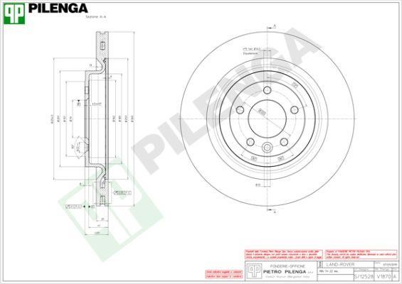 Pilenga V1870 Диск гальмівний задній вентильований V1870: Купити в Україні - Добра ціна на EXIST.UA!