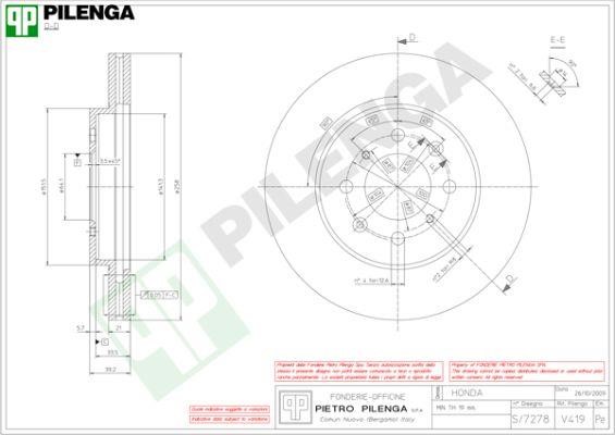 Pilenga V419 Диск гальмівний передній вентильований V419: Купити в Україні - Добра ціна на EXIST.UA!