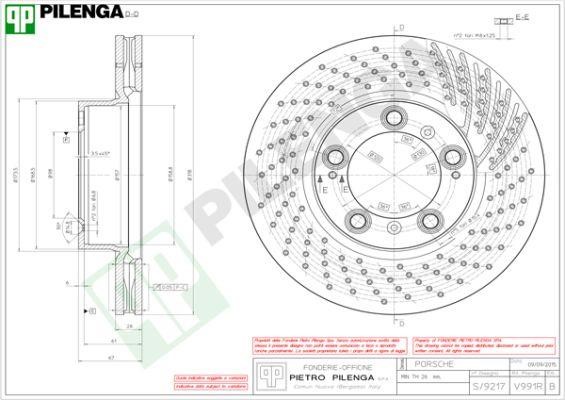 Pilenga V991R Диск гальмівний передній вентильований V991R: Купити в Україні - Добра ціна на EXIST.UA!