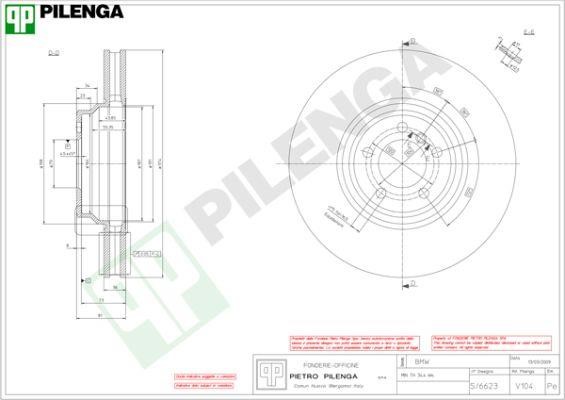 Pilenga V104 Диск гальмівний передній вентильований V104: Купити в Україні - Добра ціна на EXIST.UA!