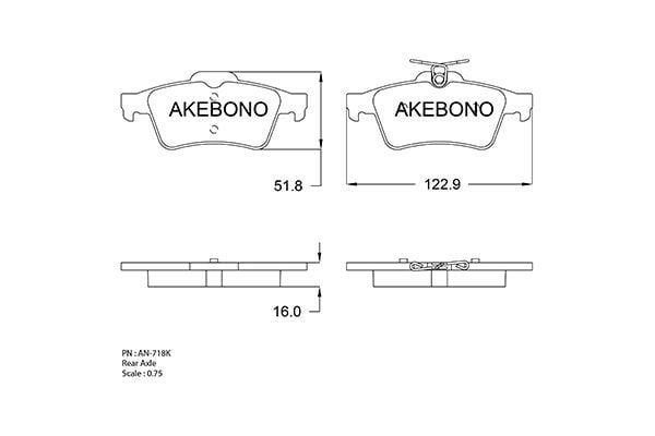 Akebono AN-718KE Гальмівні колодки, комплект AN718KE: Купити в Україні - Добра ціна на EXIST.UA!