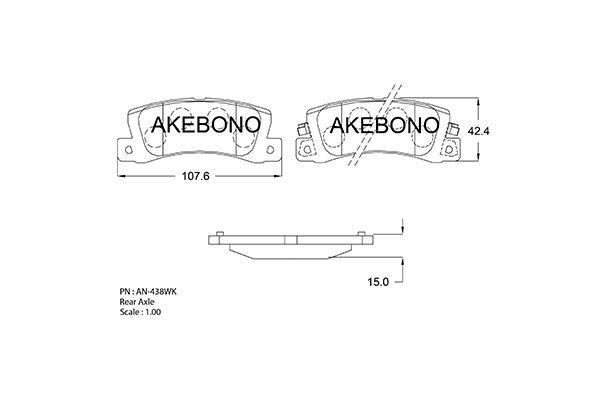 Akebono AN-438WK Гальмівні колодки, комплект AN438WK: Купити в Україні - Добра ціна на EXIST.UA!