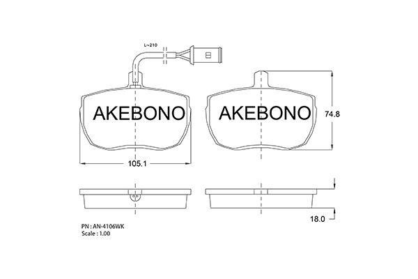 Akebono AN-4106WK Гальмівні колодки, комплект AN4106WK: Купити в Україні - Добра ціна на EXIST.UA!