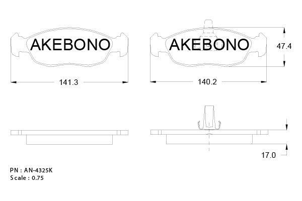 Akebono AN-4325K Гальмівні колодки, комплект AN4325K: Купити в Україні - Добра ціна на EXIST.UA!