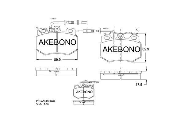 Akebono AN-4321WK Гальмівні колодки, комплект AN4321WK: Купити в Україні - Добра ціна на EXIST.UA!