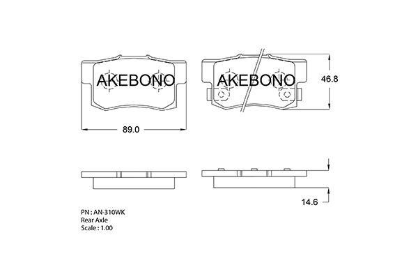 Akebono AN-310WK Гальмівні колодки, комплект AN310WK: Купити в Україні - Добра ціна на EXIST.UA!